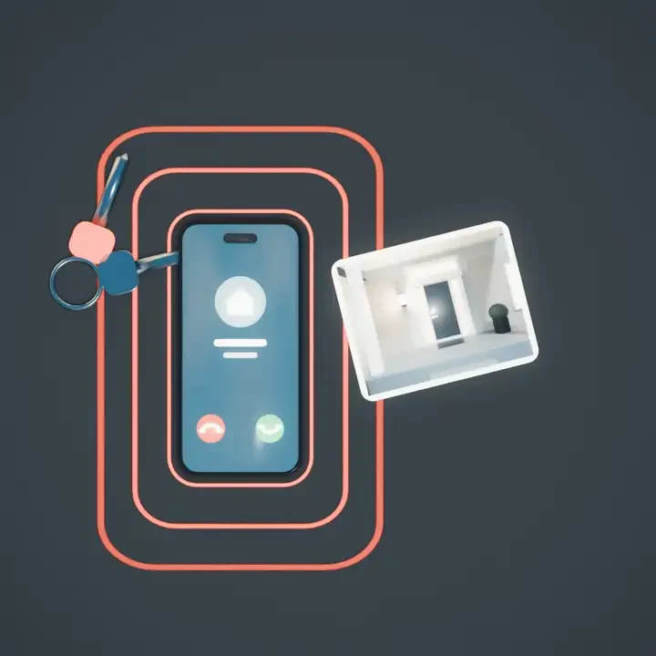 Illustration: a phone ringing on a dark shop counter, a photo of the front door arriving beside it